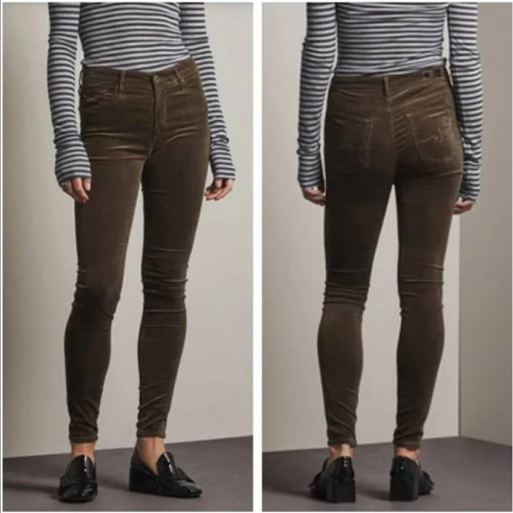 AG Adriano Goldschmeid The Farrah Skinny Velvet Pants Size 30R